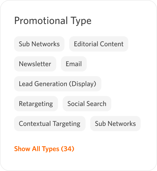 Promo type relevance card